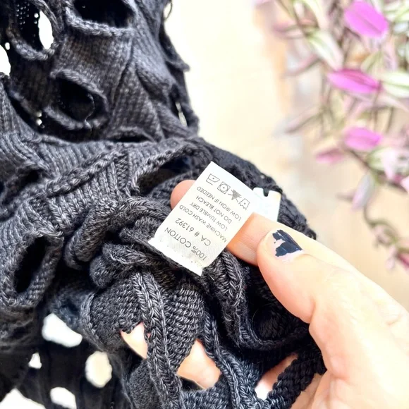 Shannon Passero Open Knit Sheer Small Sweater Streetwear Grunge Festival Punk - Picture 8 of 9